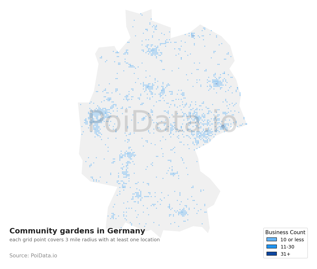 Community garden density map for Germany