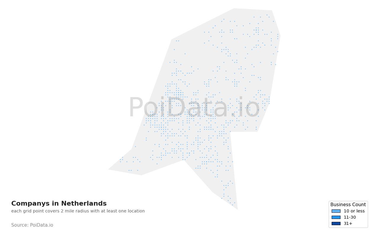 Company density map for Netherlands