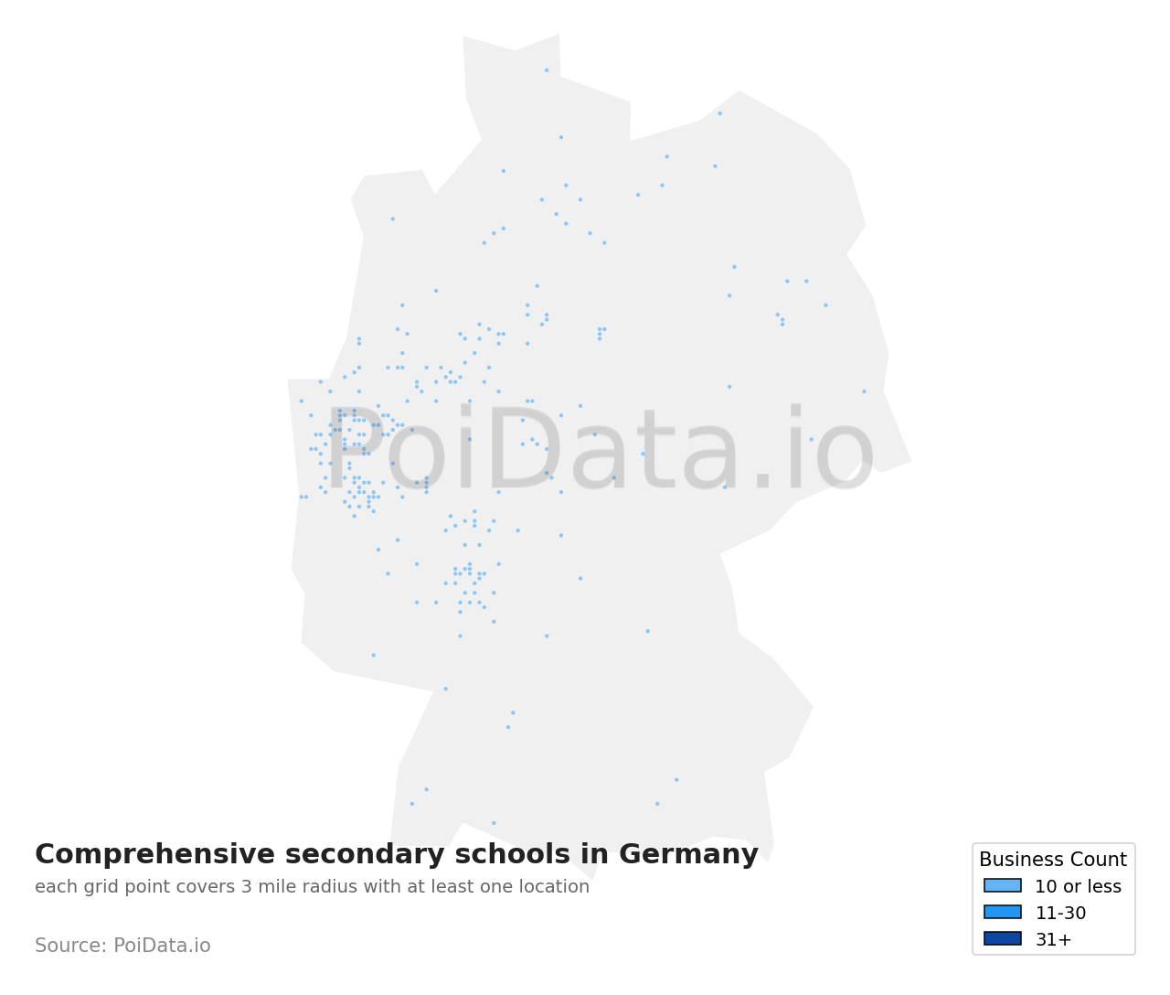 Comprehensive secondary school density map for Germany