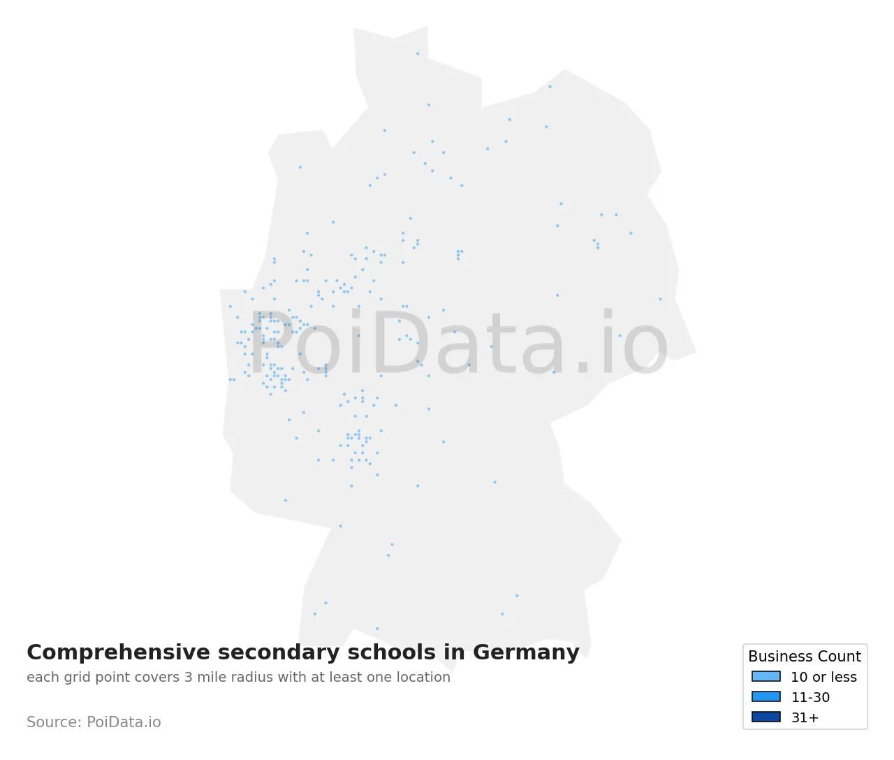 Comprehensive secondary school density map for Germany