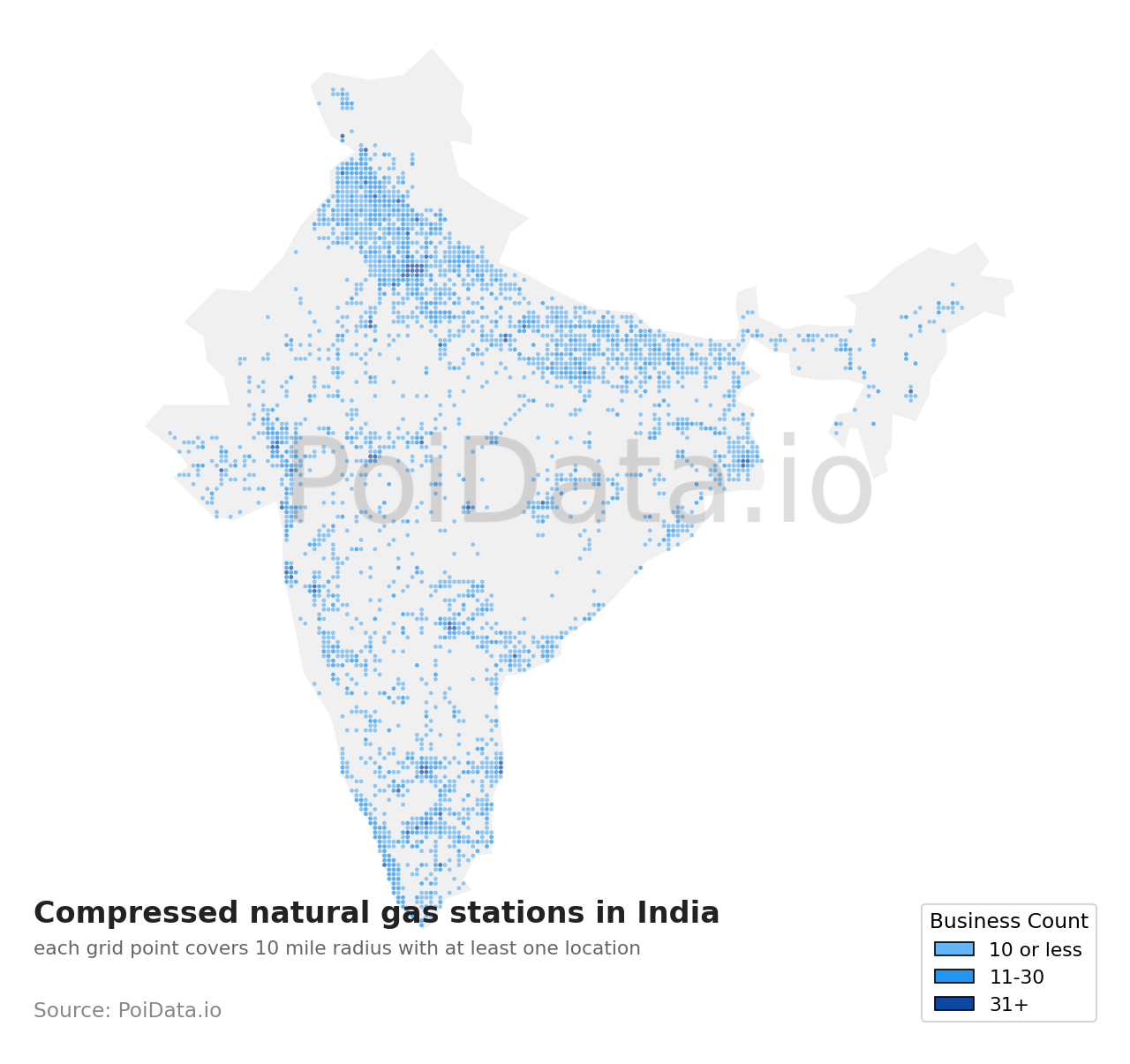 Compressed natural gas station density map for India