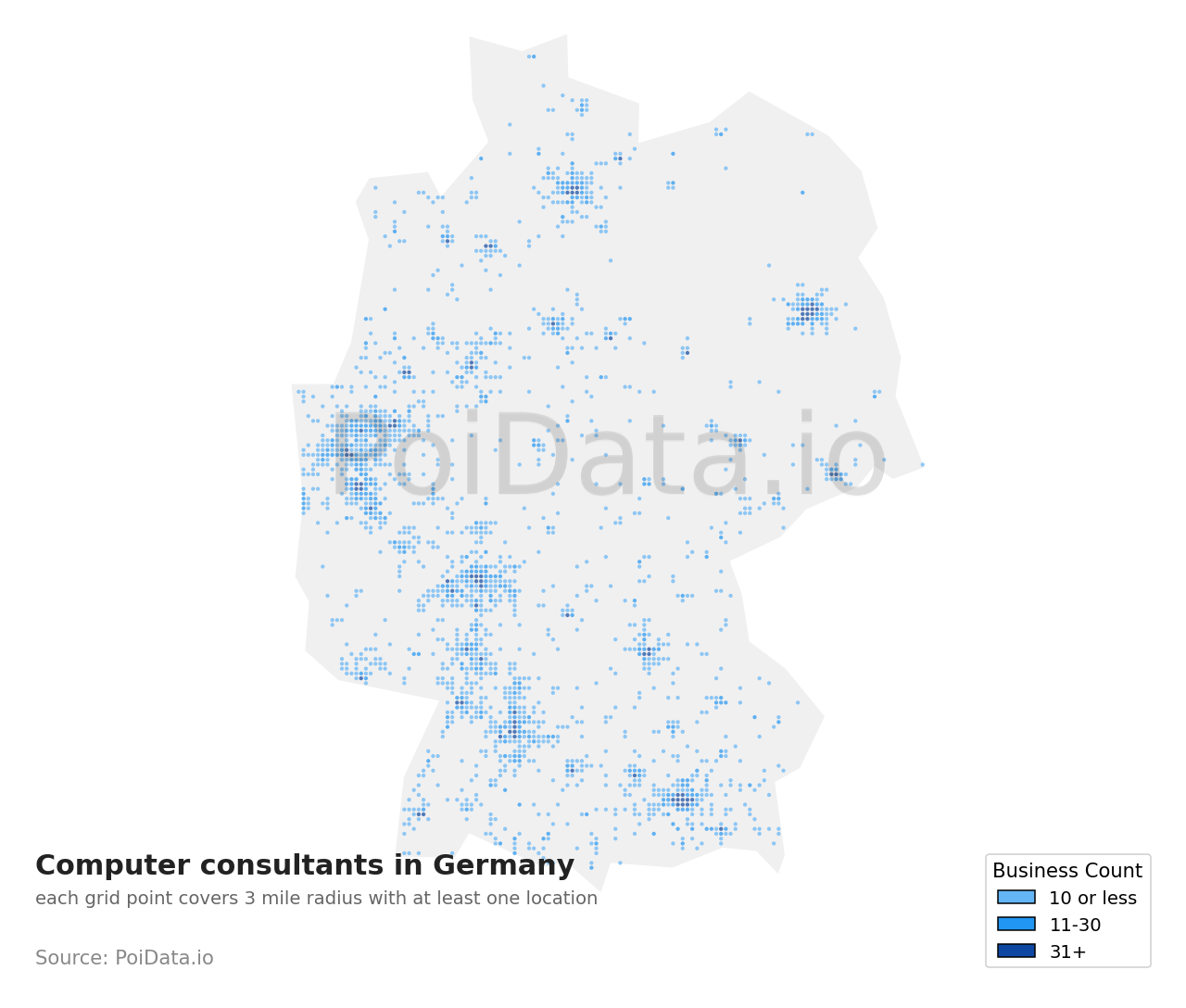 Computer consultant density map for Germany