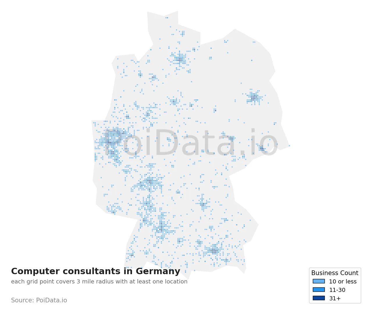 Computer consultant density map for Germany
