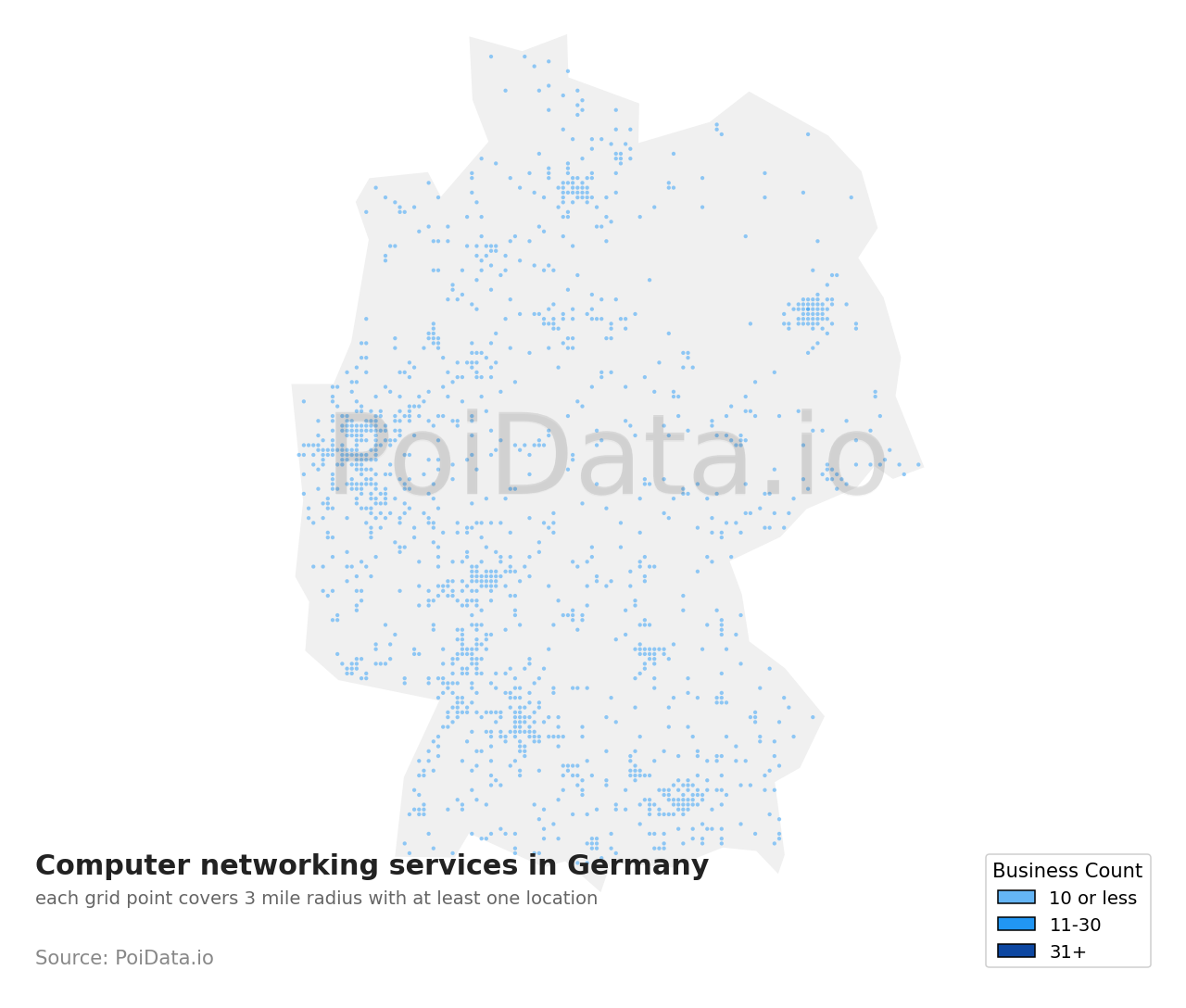 Computer networking service density map for Germany