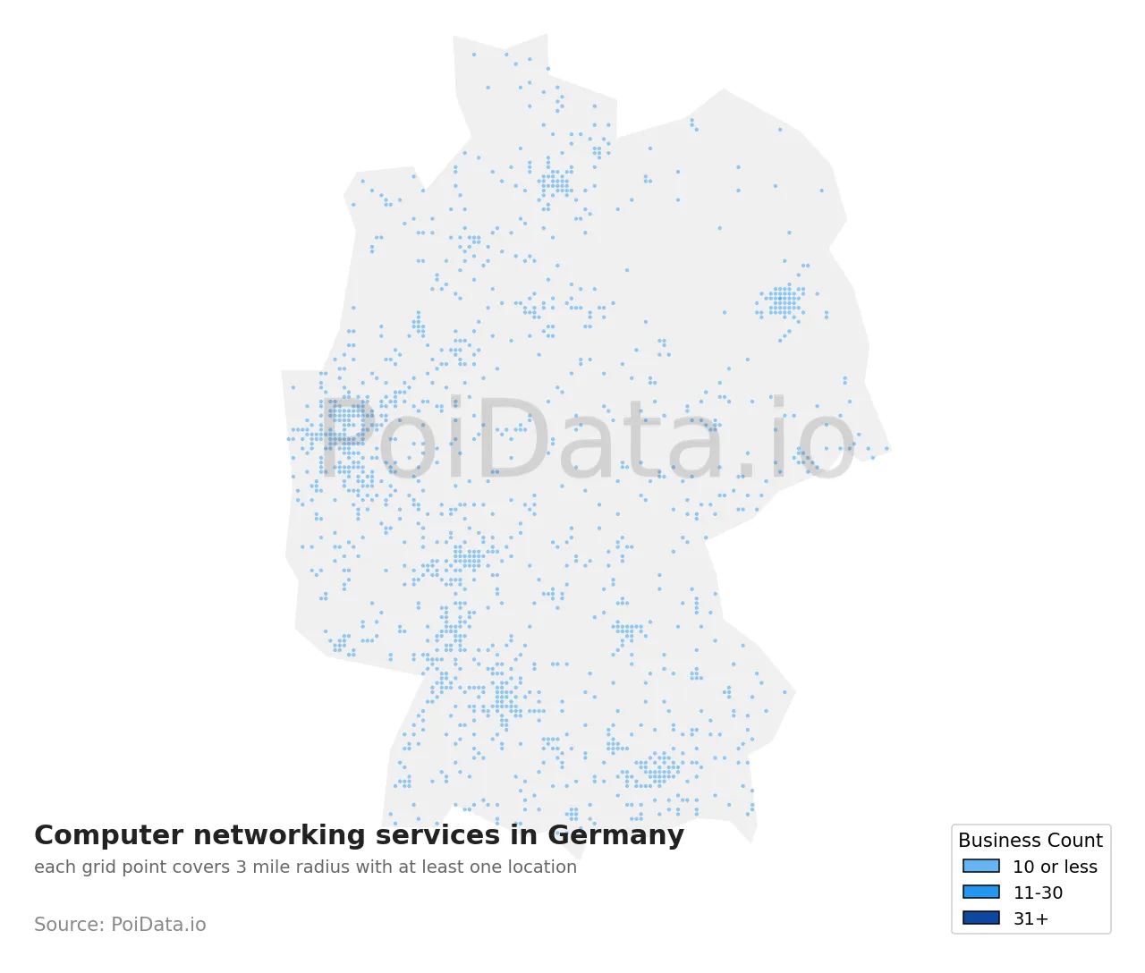 Computer networking service density map for Germany