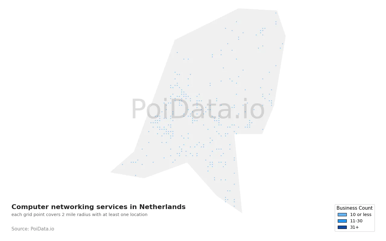 Computer networking service density map for Netherlands