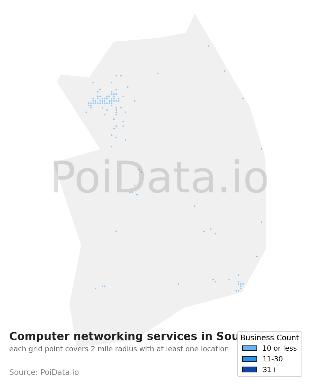 Computer networking service density map for South Korea
