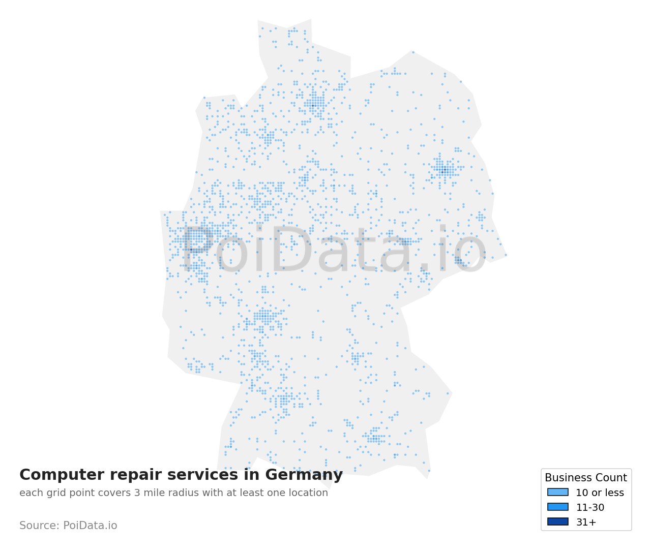 Computer repair service density map for Germany