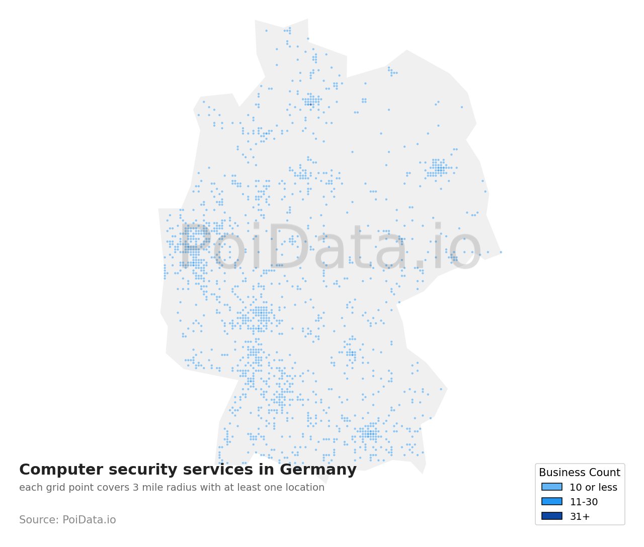 Computer security service density map for Germany