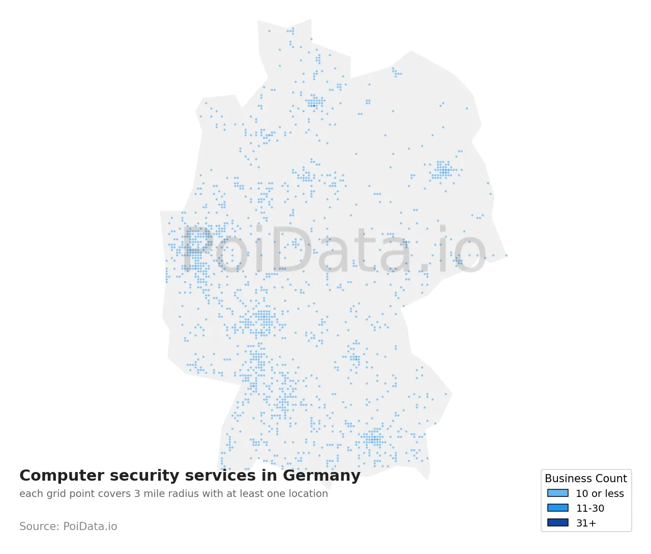 Computer security service density map for Germany