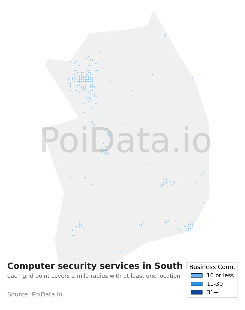 Computer security service density map for South Korea