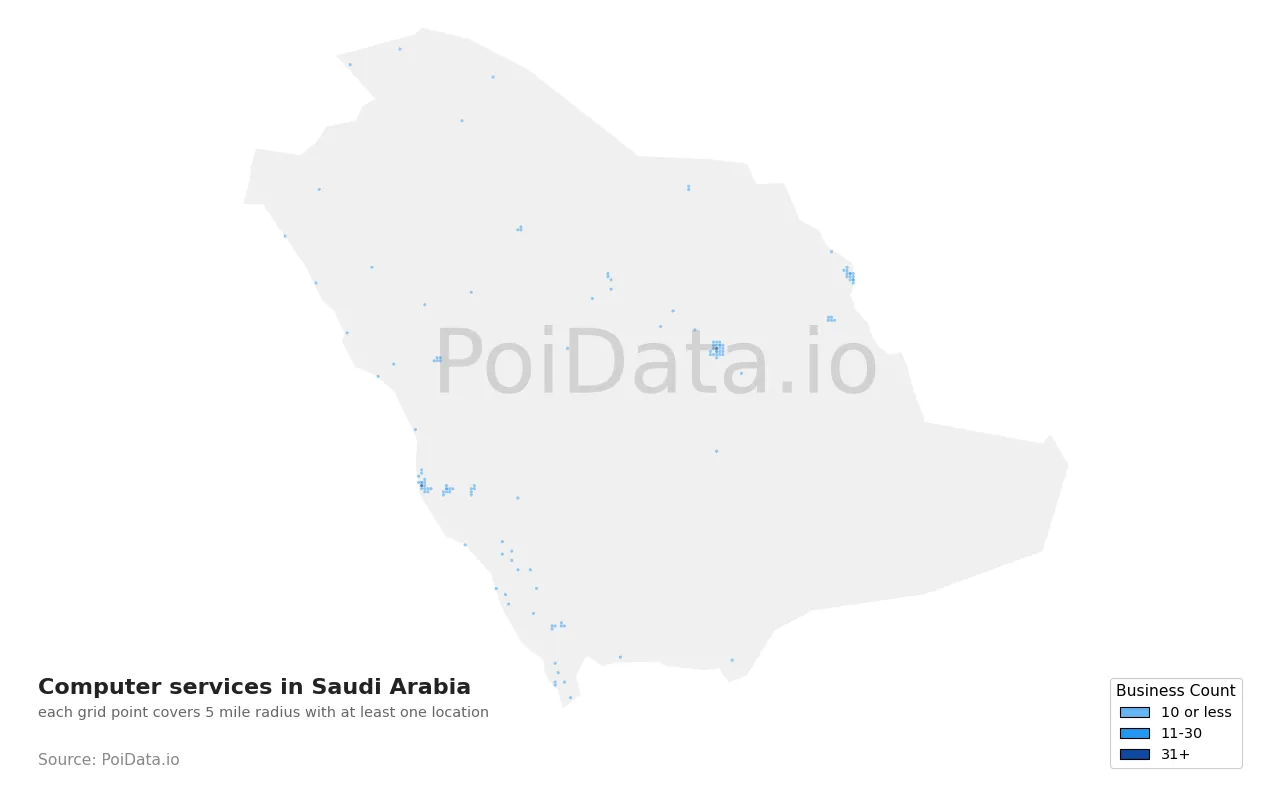 Computer service density map for Saudi Arabia