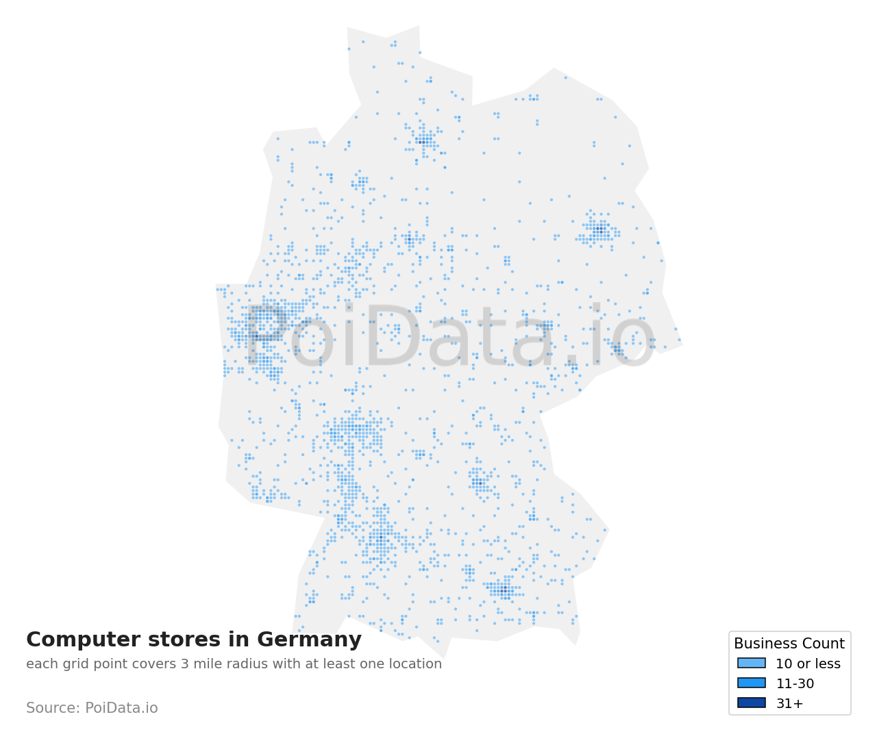 Computer store density map for Germany