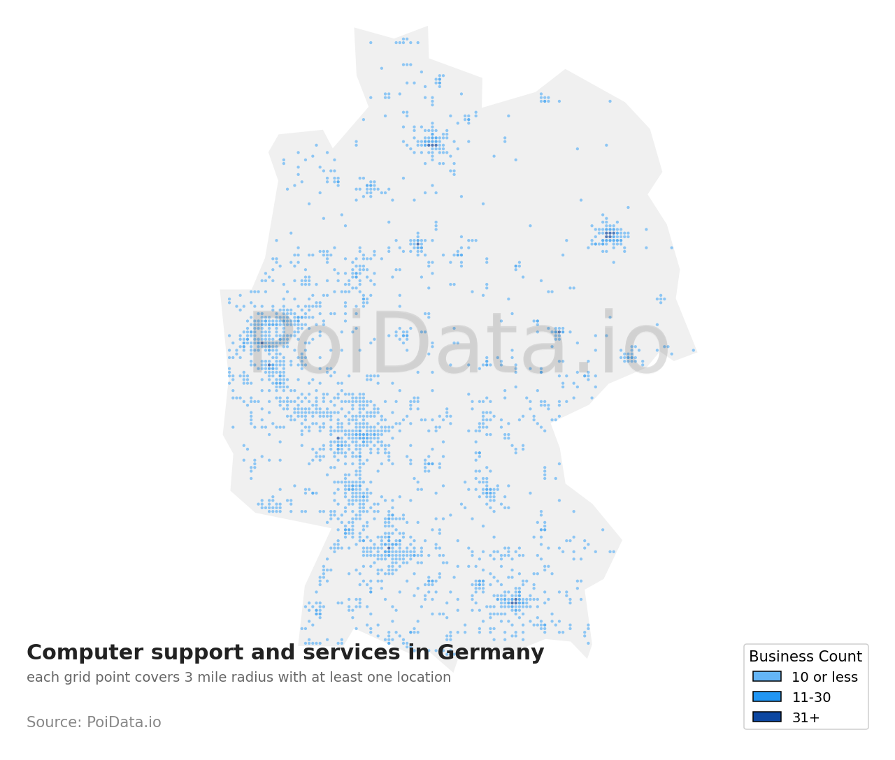 Computer support and services density map for Germany