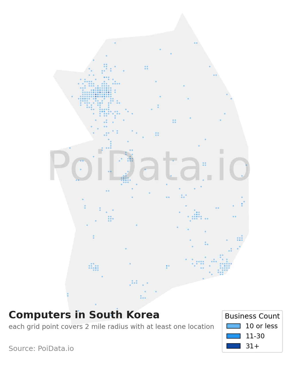 Computers density map for South Korea
