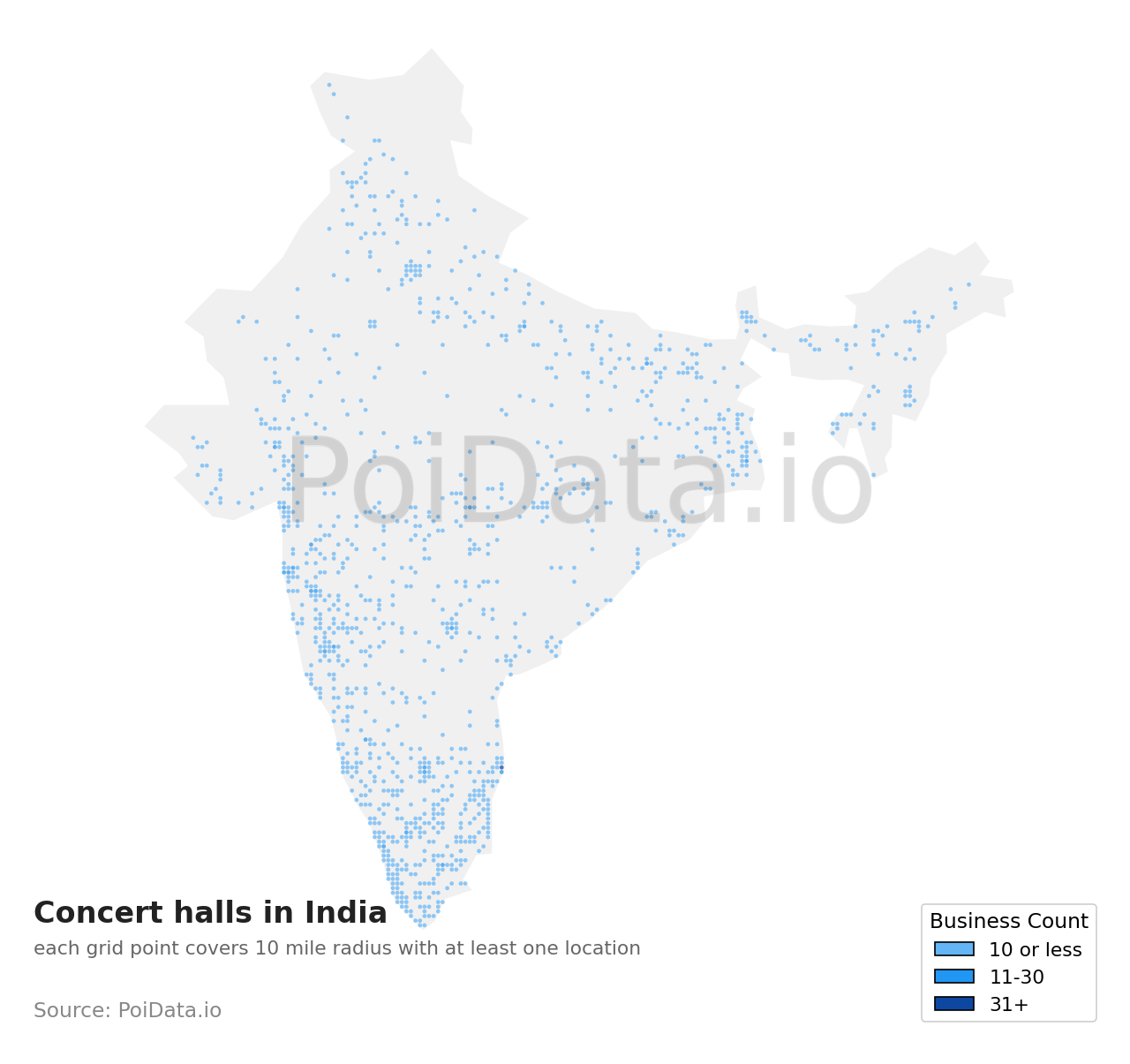 Concert hall density map for India
