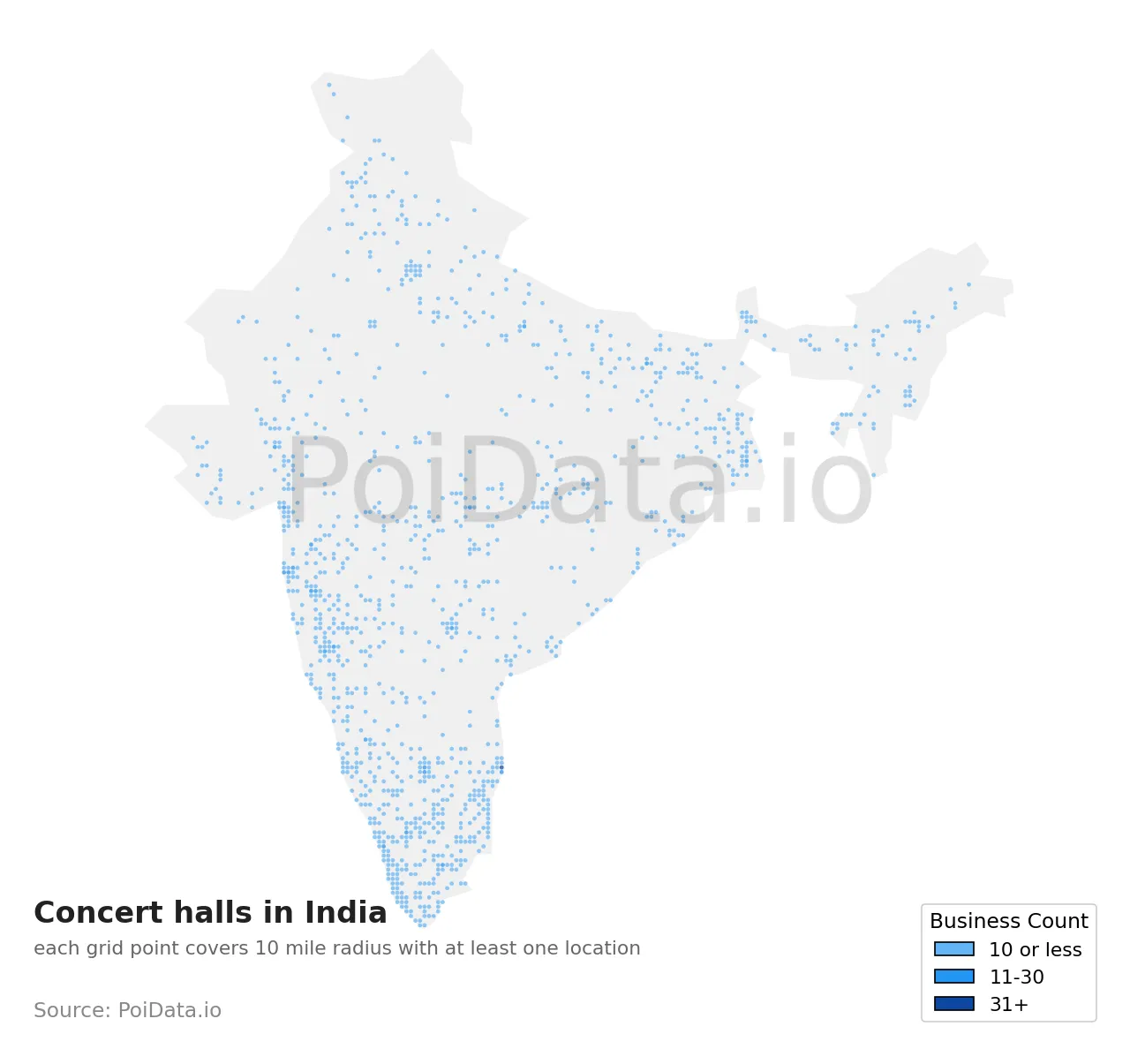 Concert hall density map for India