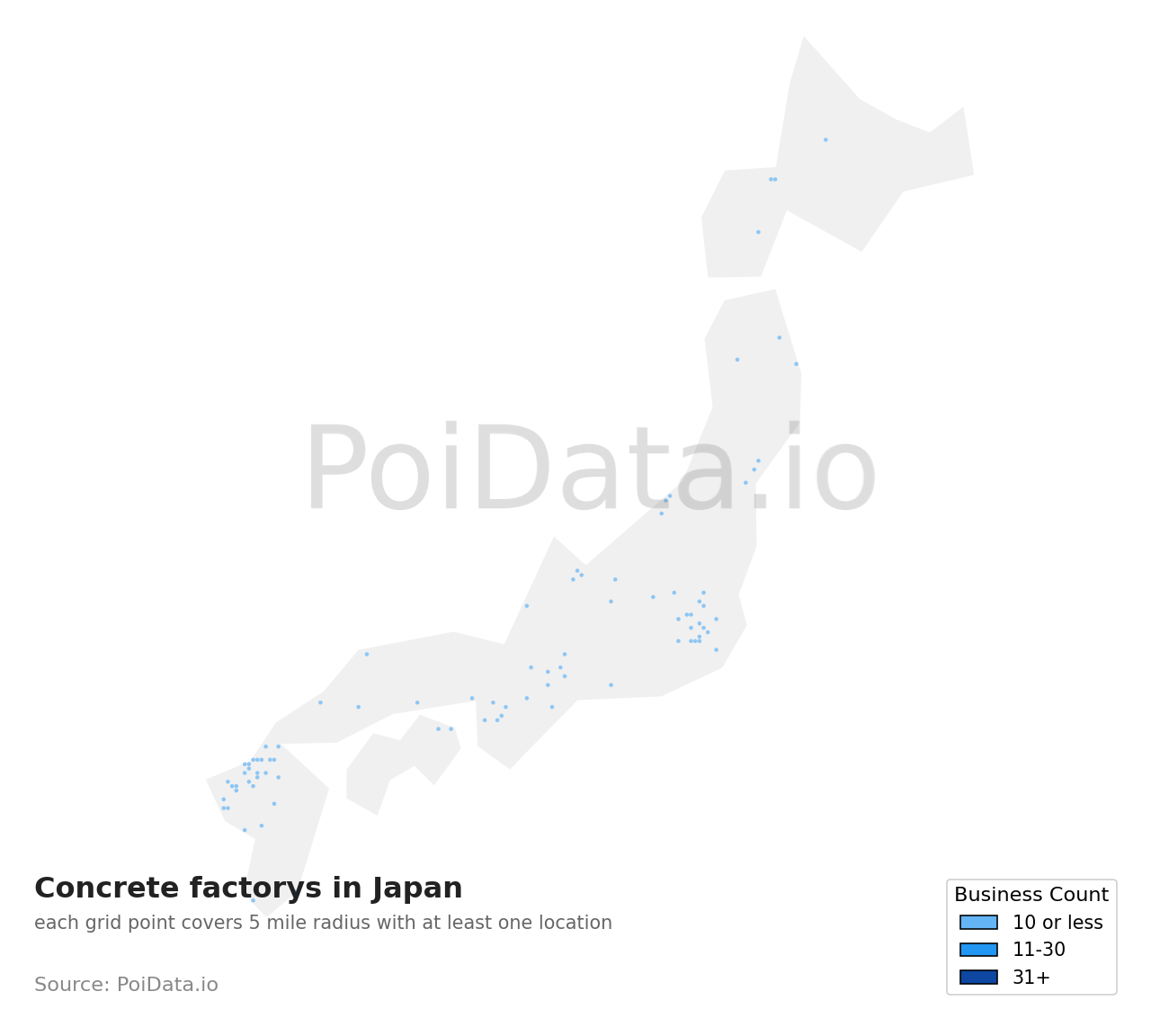 Concrete factory density map for Saitama, Japan