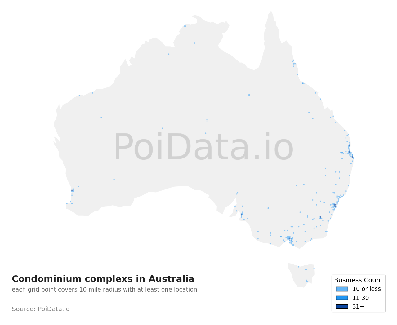 Condominium complex density map for Australia