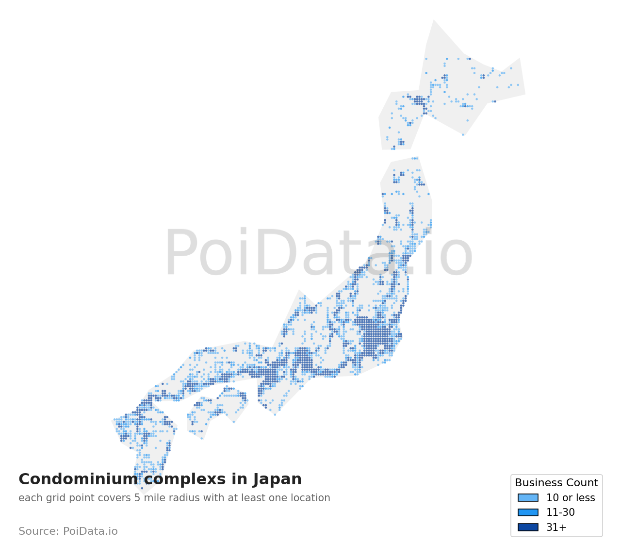 Condominium complex density map for Japan