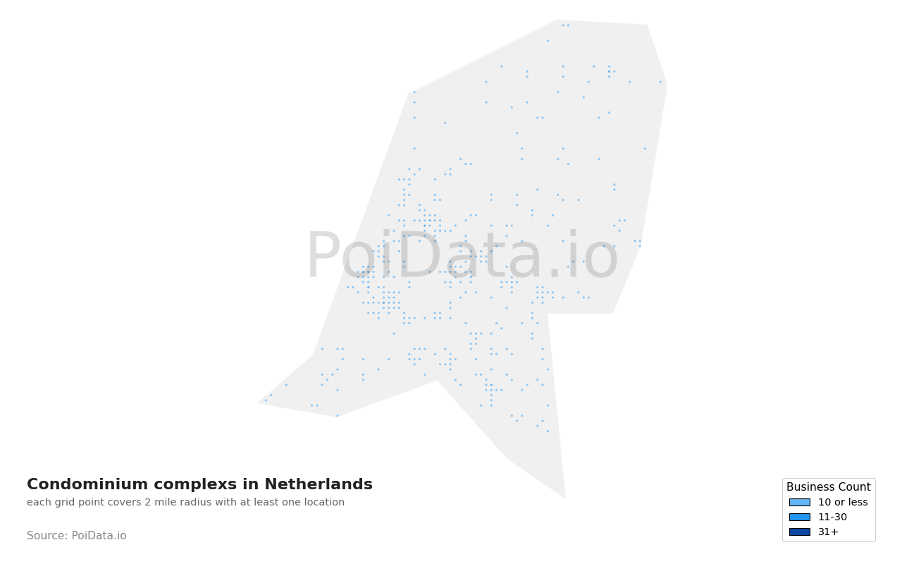 Condominium complex density map for Netherlands