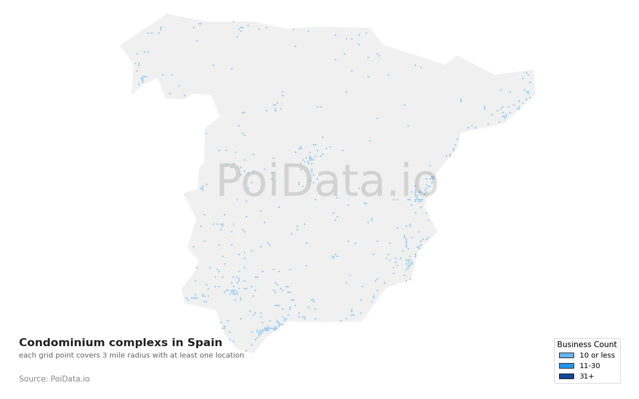 Condominium complex density map for Spain