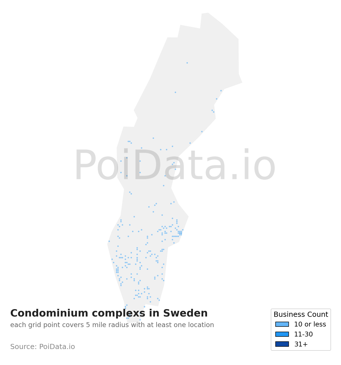 Condominium complex density map for Sweden