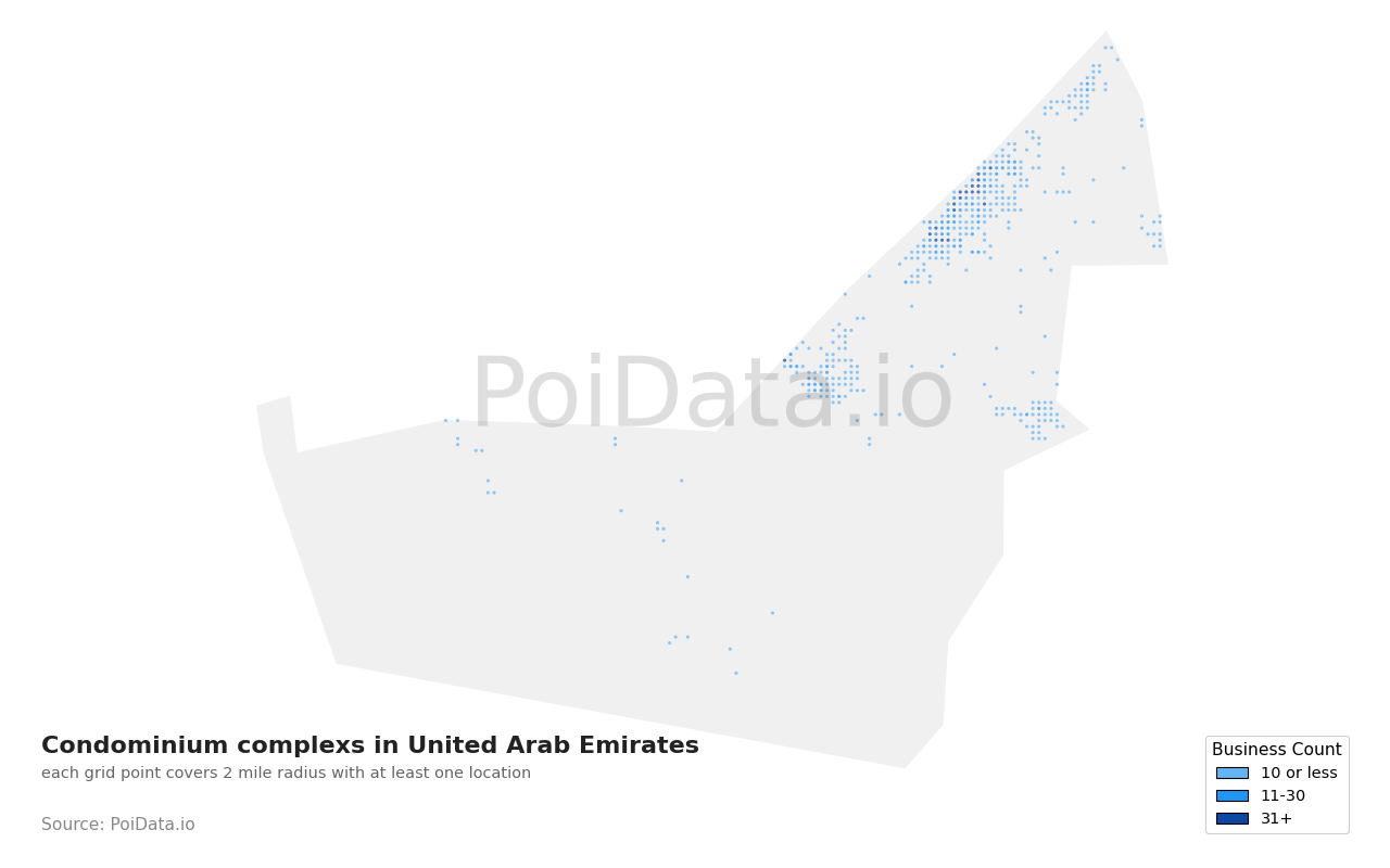 Condominium complex density map for United Arab Emirates