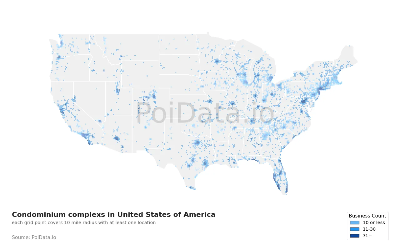 Condominium complex density map for United States