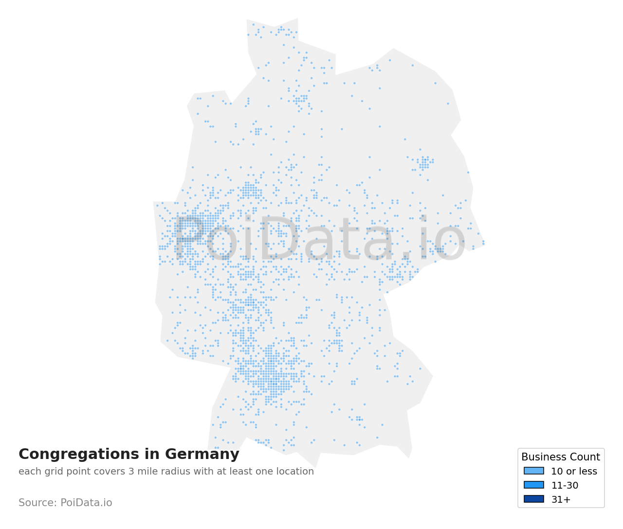 Congregation density map for Germany