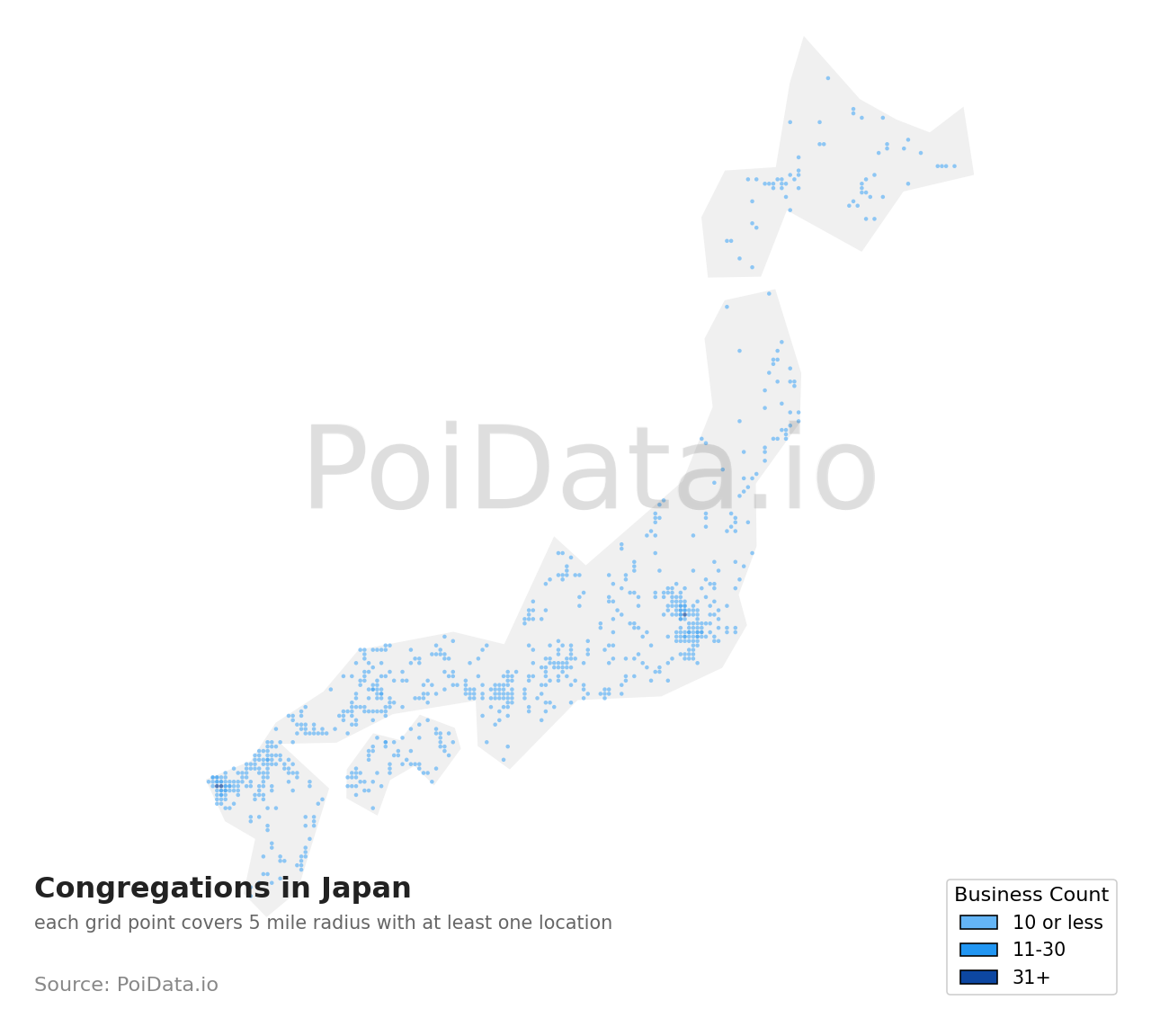 Congregation density map for Japan