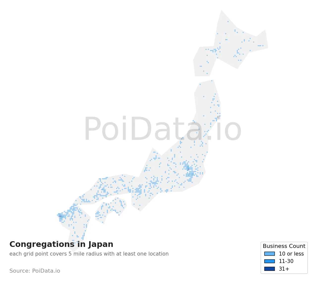 Congregation density map for Japan