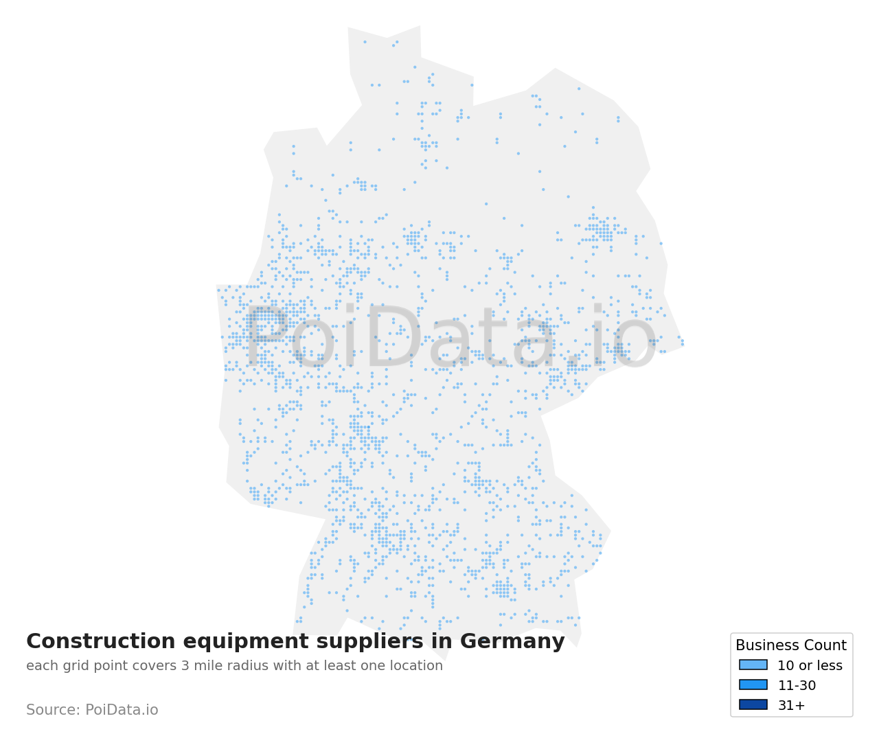 Construction equipment supplier density map for Germany