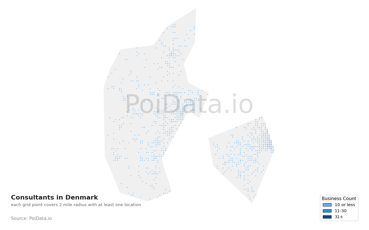 Consultant density map for Denmark