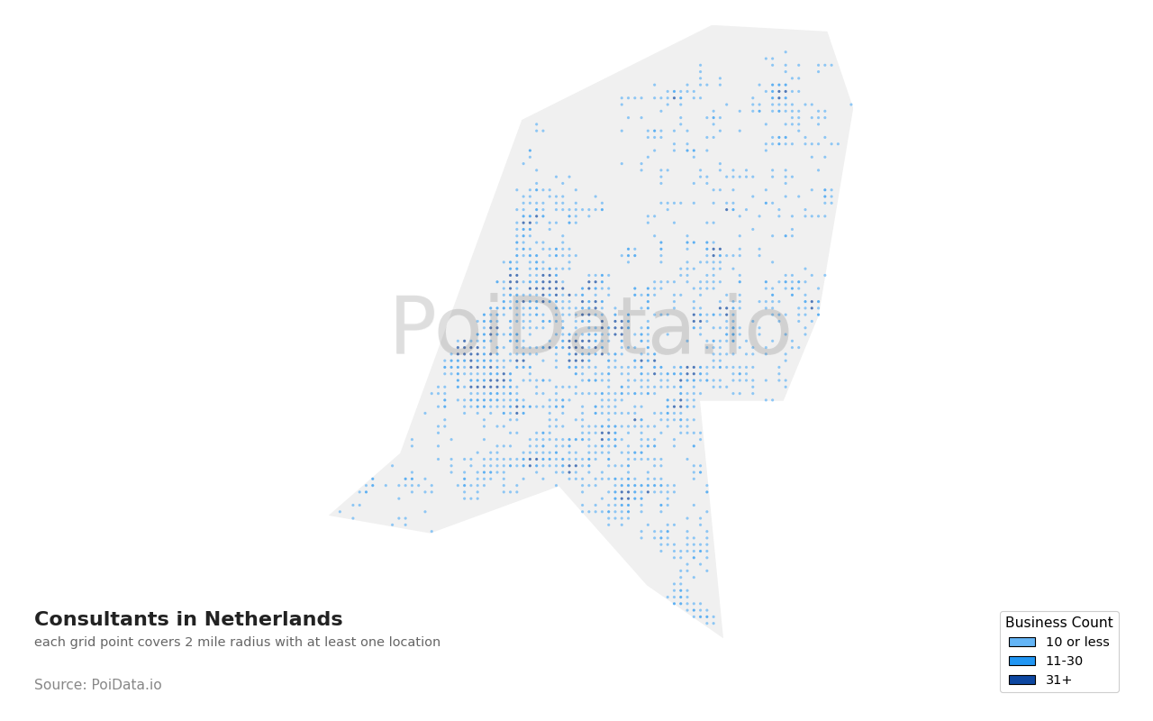 Consultant density map for Netherlands