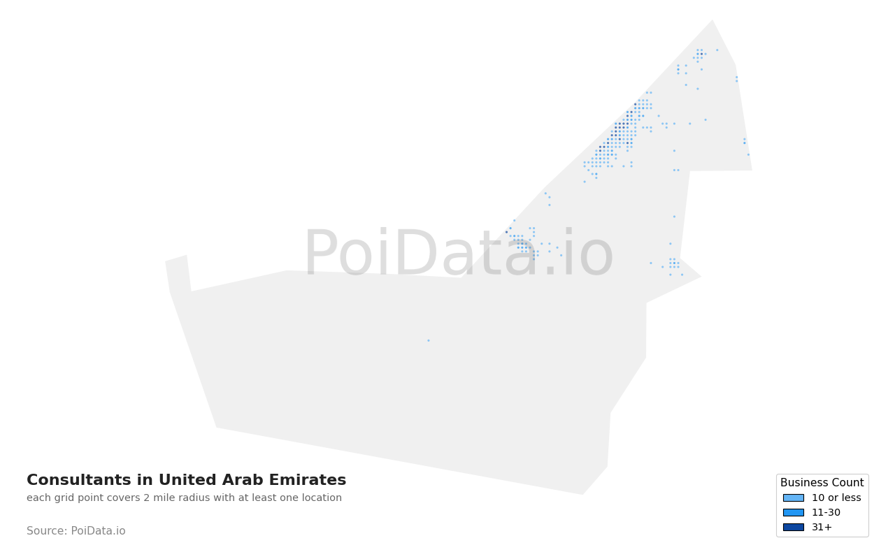 Consultant density map for United Arab Emirates