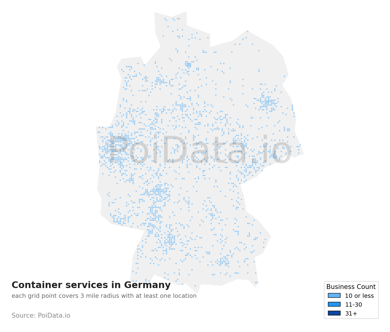Container service density map for Germany