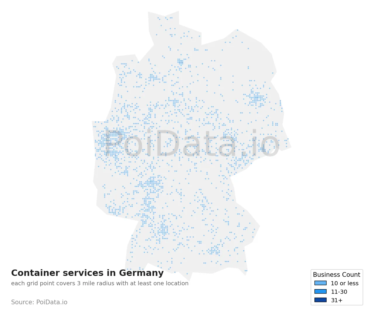 Container service density map for Germany