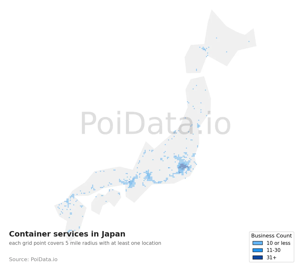 Container service density map for Japan
