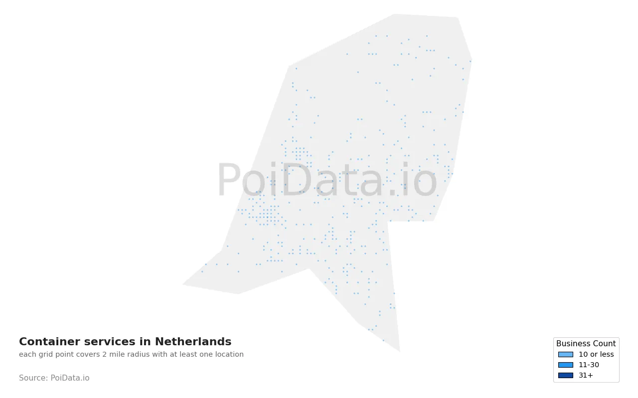 Container service density map for Netherlands