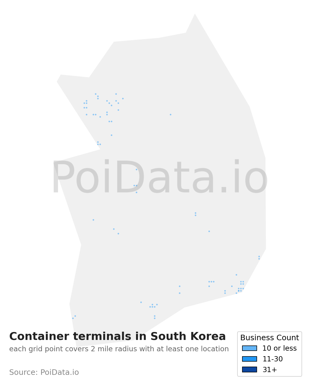 Container terminal density map for South Korea