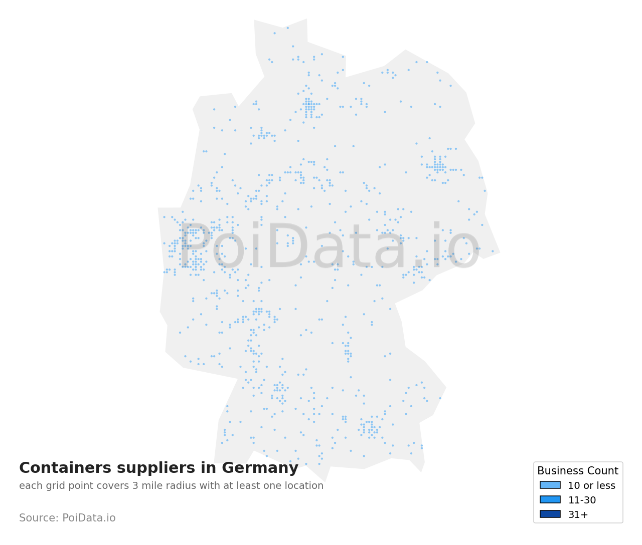 Containers supplier density map for Germany