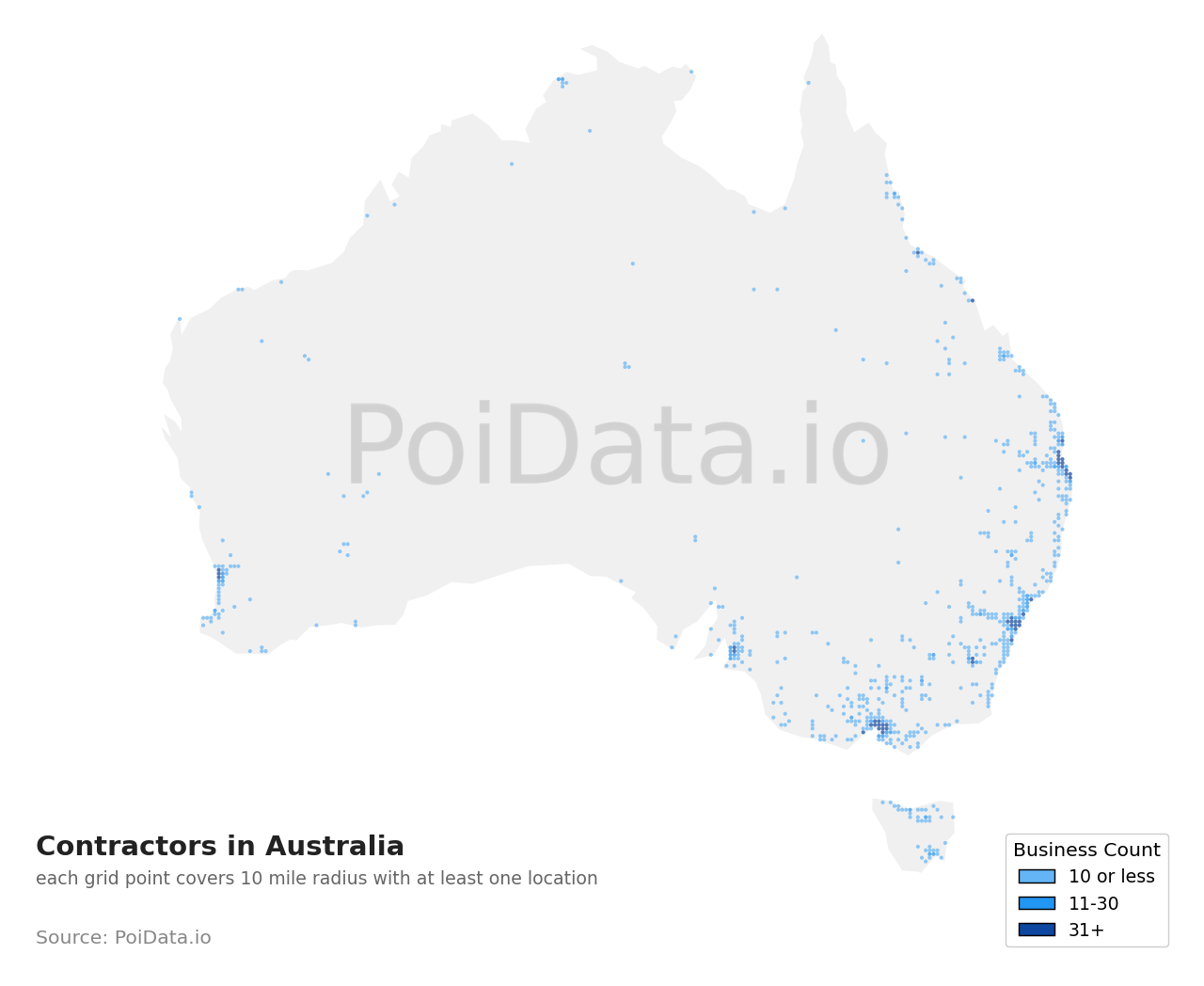 Contractor density map for Australia