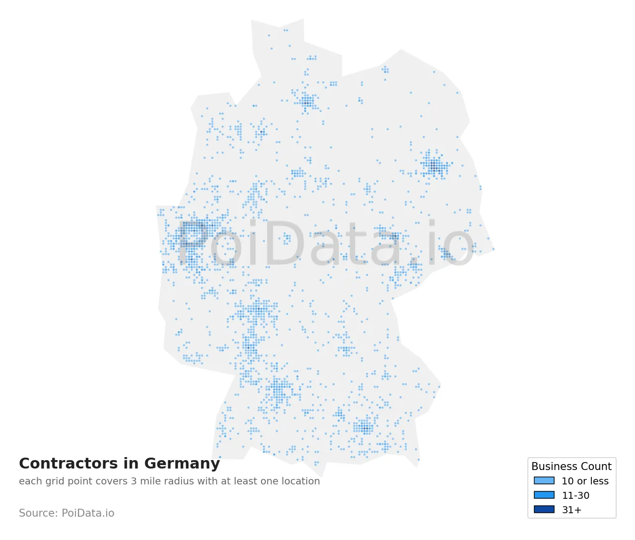 Contractor density map for Germany