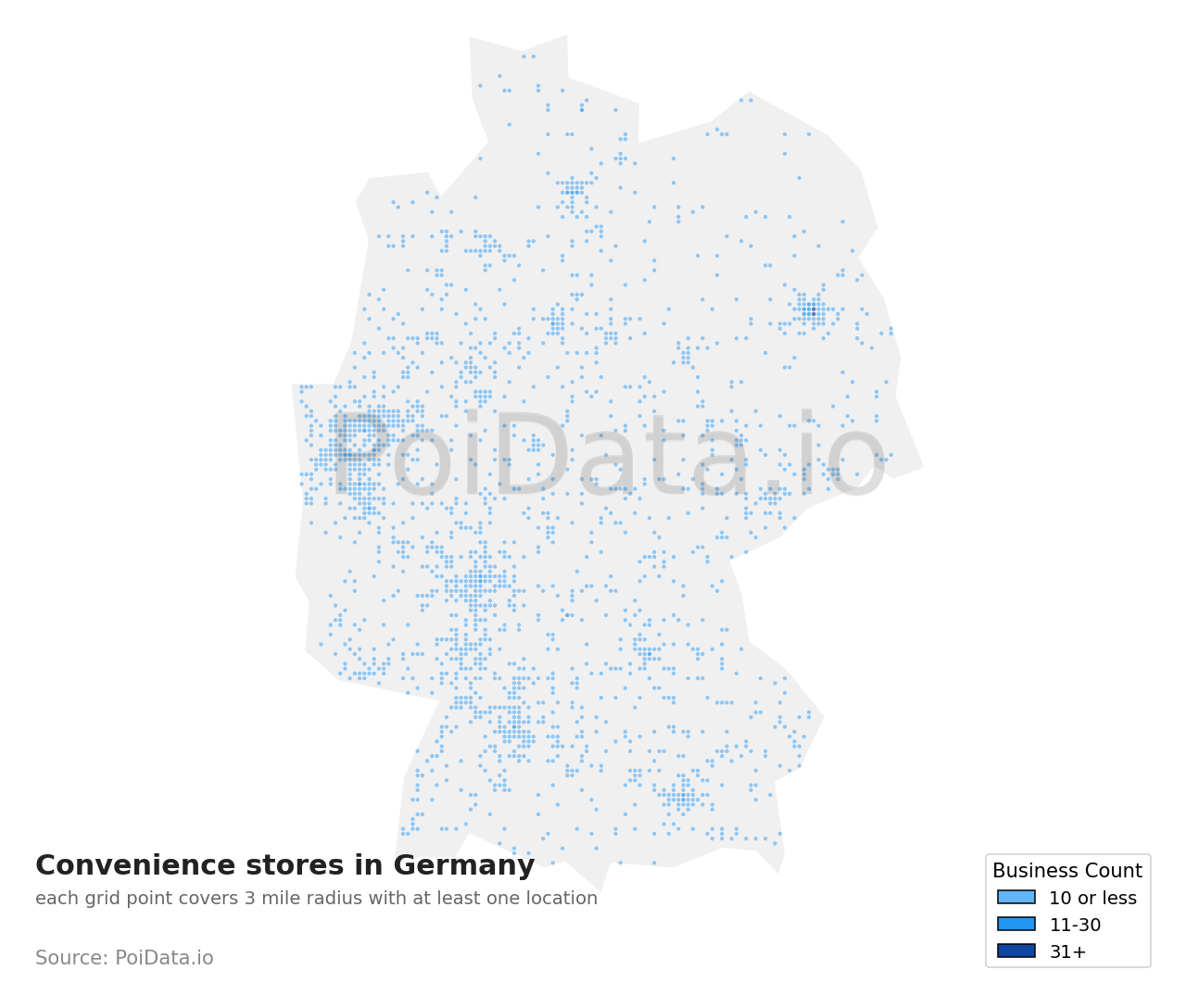 Convenience store density map for Germany