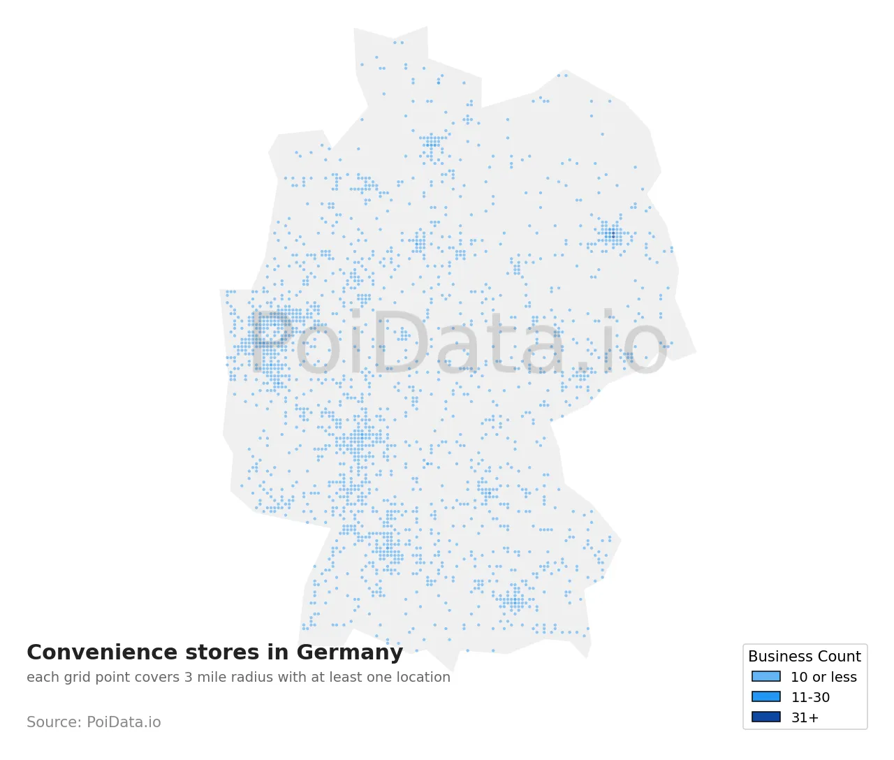 Convenience store density map for Germany
