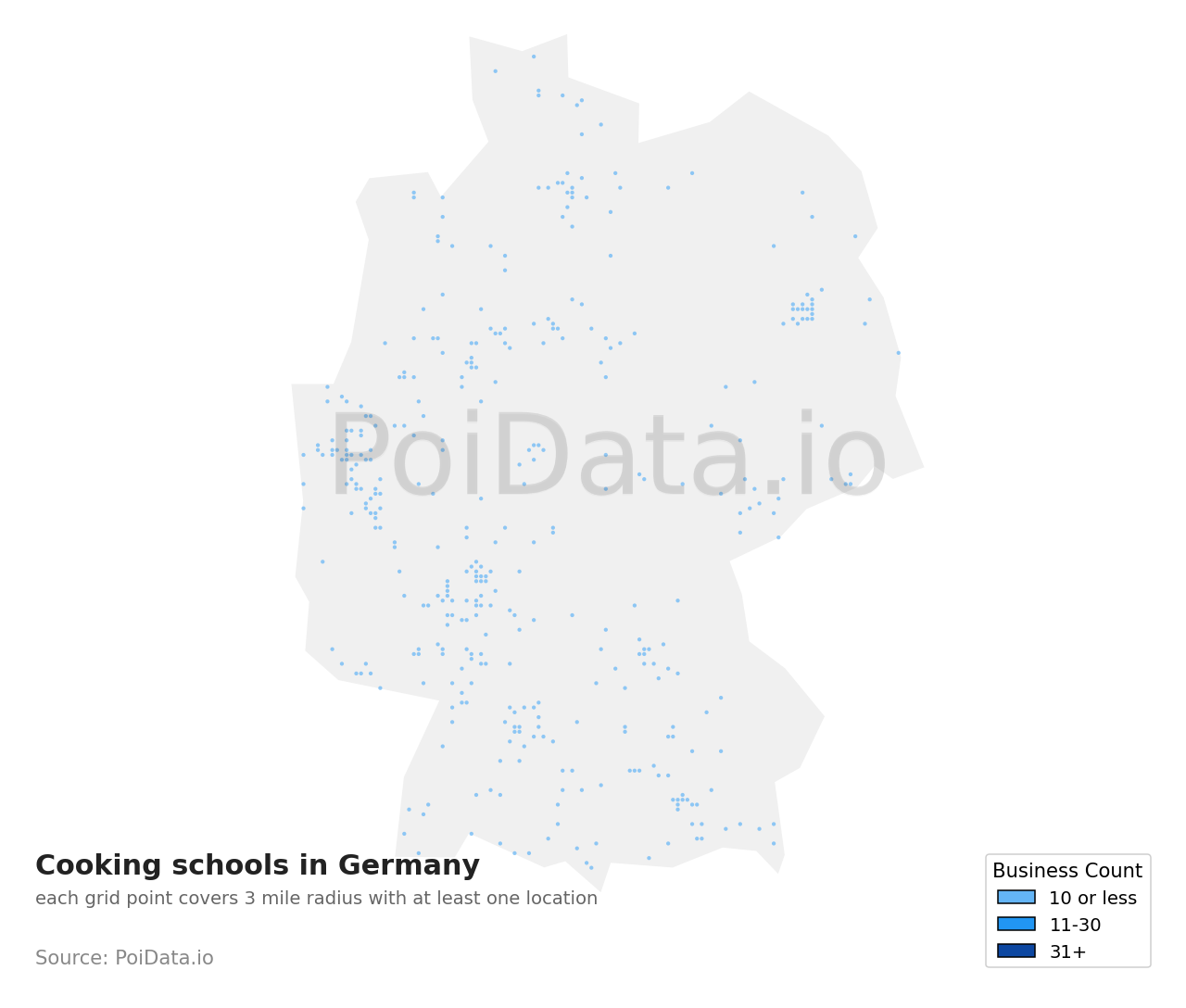 Cooking school density map for Germany