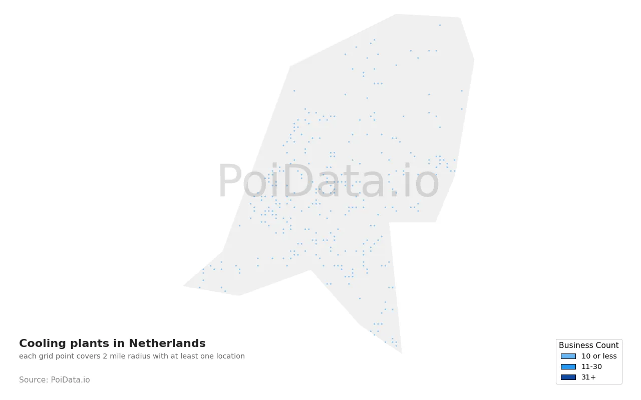 Cooling plant density map for Netherlands