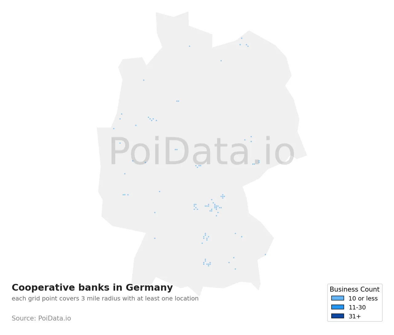 Cooperative bank density map for Germany