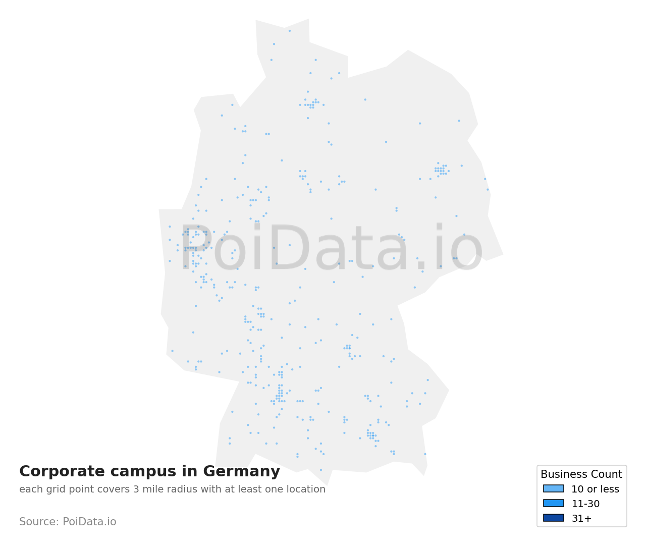 Corporate campus density map for Germany
